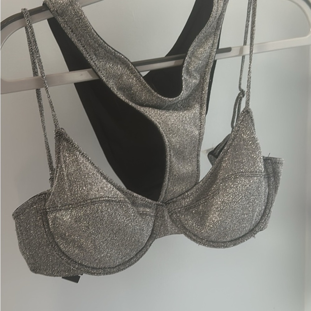 Triangl Swimwear Silver Glitter Bikini Top
